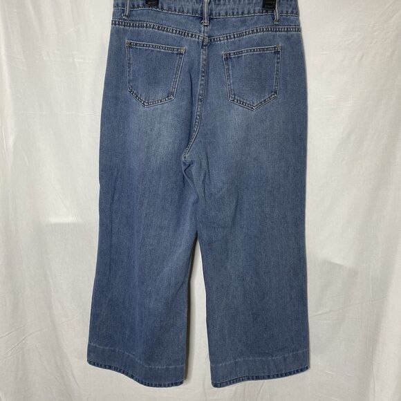 DAZY Jeans Wide Leg Baggy Fit High Rise Cuffed Denim Medium Wash Womens XL Blue - Picture 3 of 12